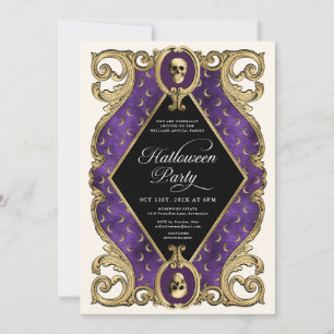 Invitation Soirée d'Halloween pour adultes Gold Ornat Vintage