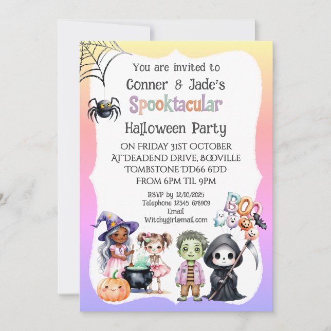 Invitation Soirée d'Halloween pour les enfants (Devant)
