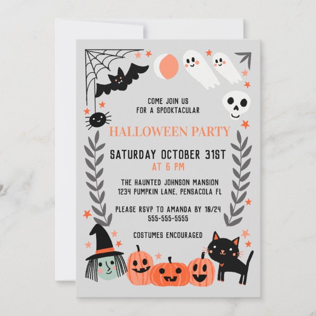 Invitation Soirée d'Halloween pour les petits enfants (Devant)