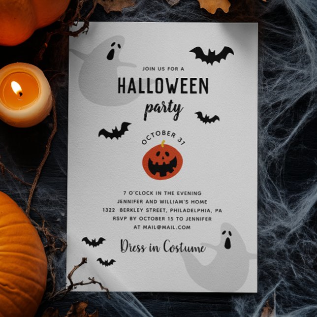 Invitation Soirée d'Halloween pour les petits | Fantômes, cha (Créateur téléchargé)