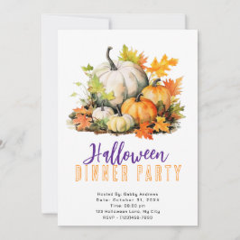 Invitation Soirée d'Halloween Russe Citrouille et Feuille