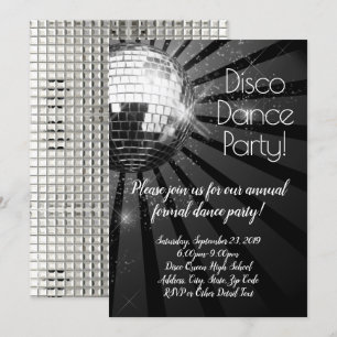 Invitation Soirée Disco Ball les années 70 Prom Soirée Formel