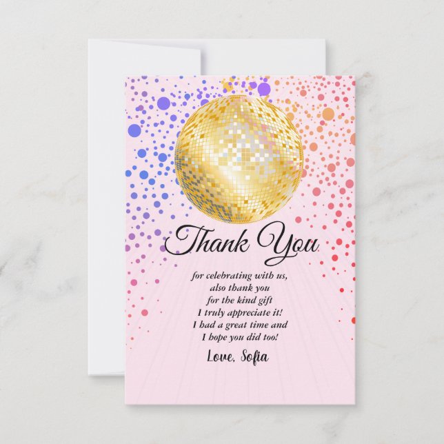 Invitation soirée disco danse party 70s boule disco dorée (Devant)