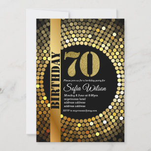 Invitation Soirée disco, or, les années 70, fête d'anniversai