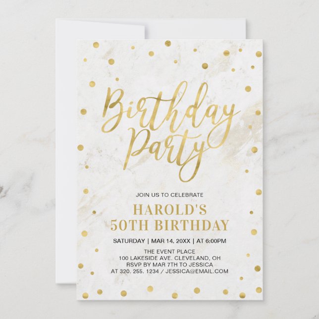 Invitation Soirée d'or moderne pour adultes 50e anniversaire (Devant)