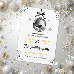 Invitation Soirée du Nouvel An avec boule disco moderne 