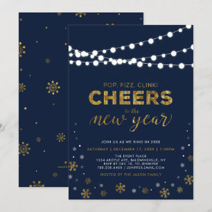 Invitation Soirée du Nouvel An en Or, Fête de fin d'année d'e