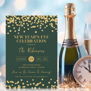 Invitation Soirée du Nouvel An Fête Paillettes de Confettis O
