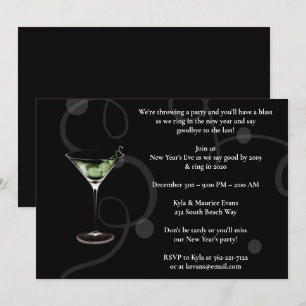 Invitation Soirée du Nouvel An Noir Élégant
