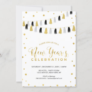 Invitation Soirée du Nouvel An Or, Fête des Fêtes d'Entrepris