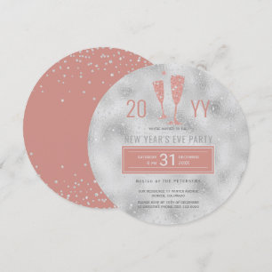 Invitation Soirée du Nouvel An parties scintillant argent élé