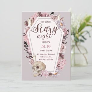 Invitation Soirée effrayant Crâne floral Halloween Party
