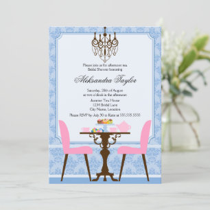 Invitation Soirée élégante à la Damas et au lustre Tea Party
