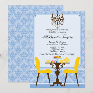 Invitation Soirée élégante à la Damas et au lustre Tea Party