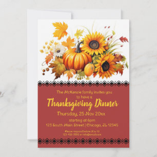 Invitation Soirée élégante d'automne Thanksgiving Dîner