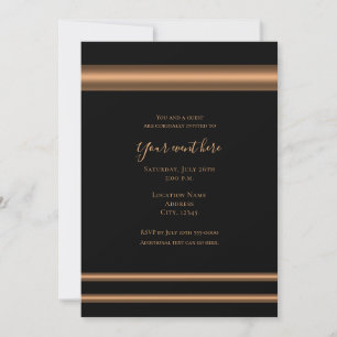 Invitation Soirée élégante de dîner en bronze noir cuivré