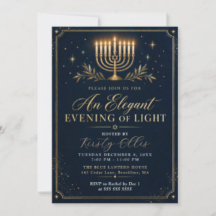 Invitation Soirée Élégante de Lumière Hanukkah
