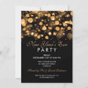 Invitation Soirée élégante du Nouvel An Étoiles scintillantes