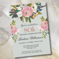 Soirée élégante peinte à la main florale 80e anniv
