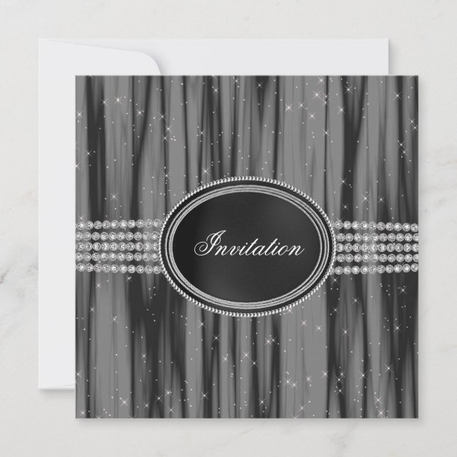 Invitation Soirée en noir et diamant (Devant)