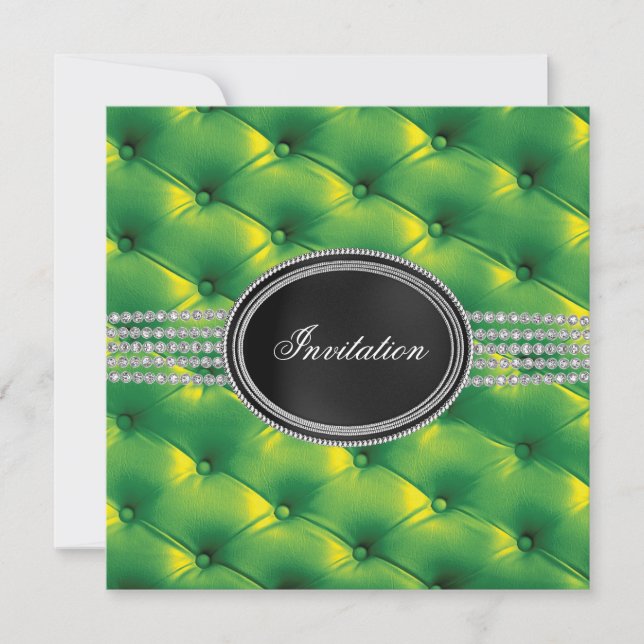 Invitation Soirée en noir et vert citron Black Diamond (Devant)
