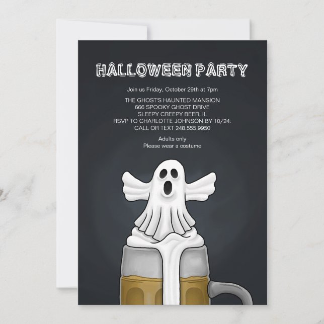 Invitation Soirée Fantôme d'Halloween (Devant)