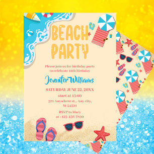 Invitation Soirée   Fête d'anniversaire de plage
