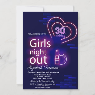 Invitation Soirée Filles au Néon 30ème Anniversaire  