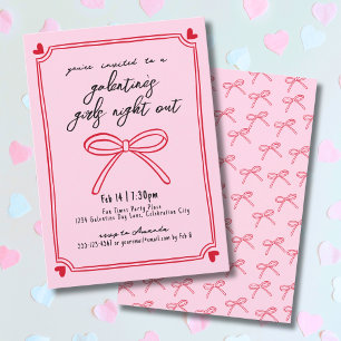 Invitation Soirée Filles Rose et Rouge Galentine's Day