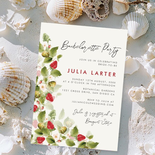 Invitation Soirée Fleur sauvage fraise Bachelorette (Créateur téléchargé)