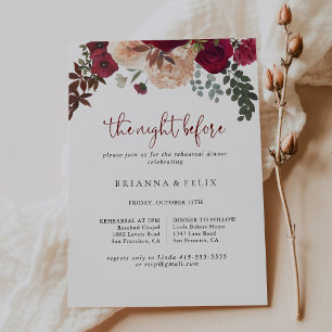 Invitation Soirée Florale Bourgogne Avant Le Dîner De Répétit