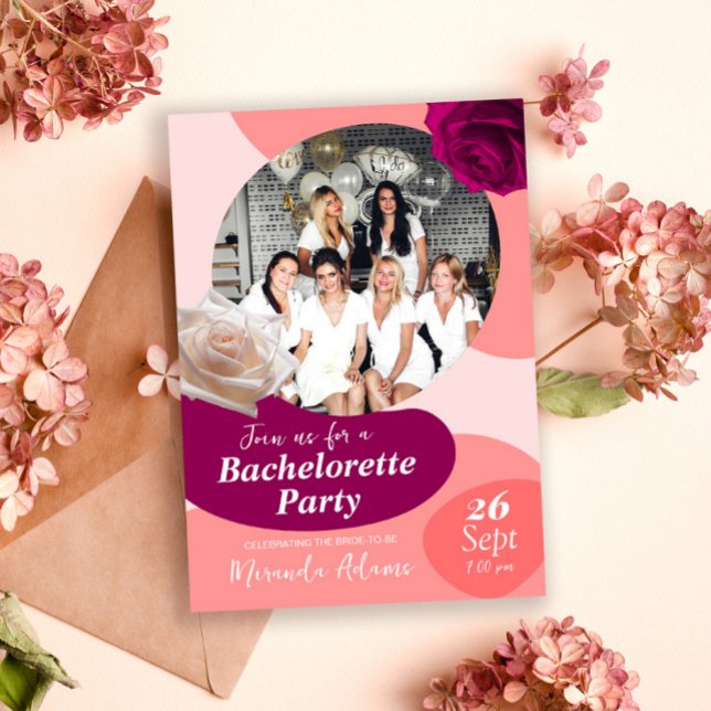 Invitation Soirée Florale Stylo Fuzz Bachelorette (Créateur téléchargé)