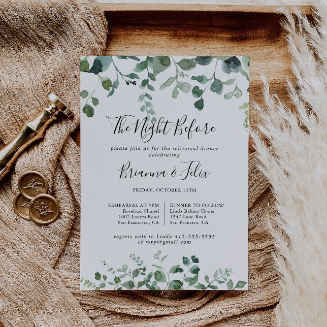 Invitation Soirée Foliage Vert Avant Le Dîner De Répétition (Créateur téléchargé)