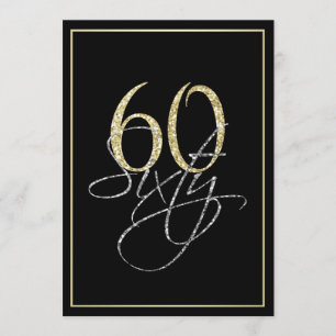 Invitation Soirée Formal Argent Noir et Or 60e anniversaire