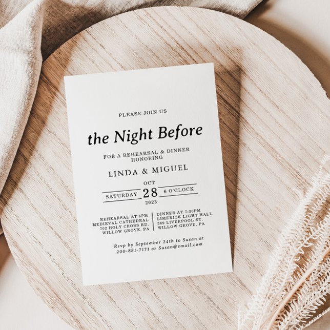 Invitation Soirée Formelle Noire Blanche Avant Le Dîner De Ré (Créateur téléchargé)