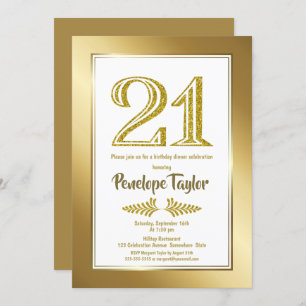 Invitation Soirée Gold 21st Birthday