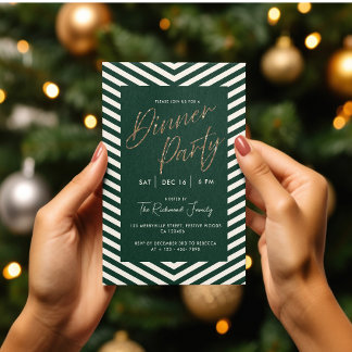 Invitation Soirée Gold et Green Holiday moderne