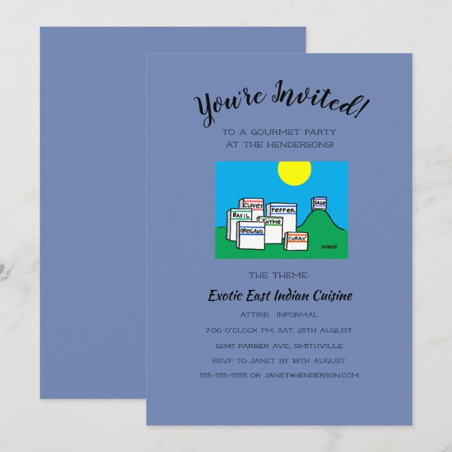 Invitation Soirée gourmande déjeuner ou dîner humoristique de (Devant / Derrière)