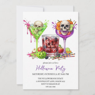 Invitation Soirée halloween cocktail effrayante