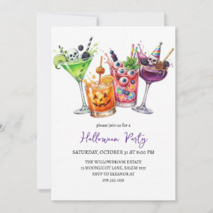 Invitation Soirée halloween cocktail effrayante