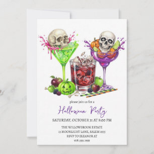 Invitation Soirée halloween cocktail effrayante