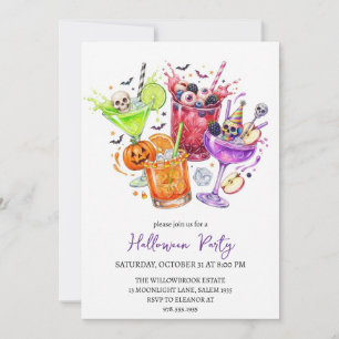 Invitation Soirée halloween cocktail effrayante