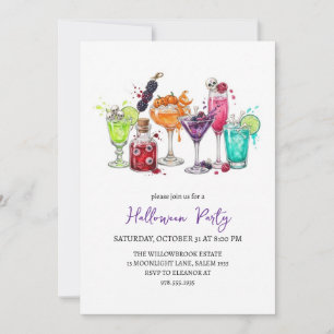 Invitation Soirée halloween cocktail effrayante