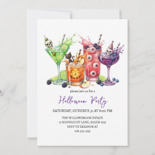 Invitation Soirée halloween cocktail effrayante