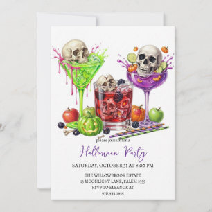 Invitation Soirée halloween cocktail effrayante