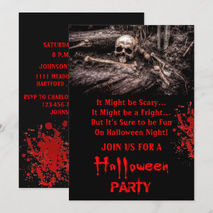 Invitation Soirée Halloween Crâne et Os Effrayants