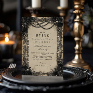 Invitation Soirée Halloween Dark Romance Black Rose