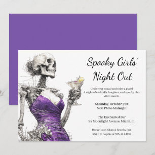 Invitation Soirée Halloween entre filles   Fête de cocktails 