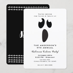 Invitation Soirée Halloween Ghost Face Friandise ou Farce