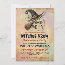 Invitation Soirée Halloween Sorcière ou Sorcier Spooky Boo